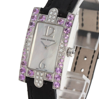 HARRY WINSTON Avenue Pink Sapphire Diamond Watches 310/LQW/L.M2/A14 K18 White Gold/Leather Ladies