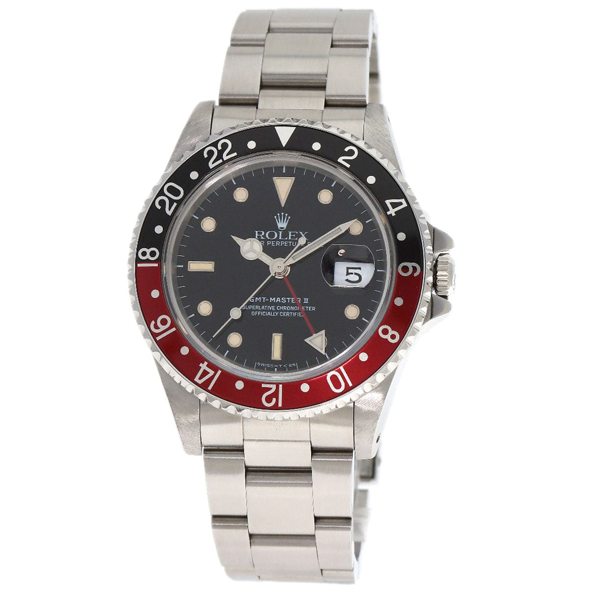 ROLEX GMT Master II Red and Black Bezel Tritium Watches 16710 Stainless Steel/Stainless Steel mens