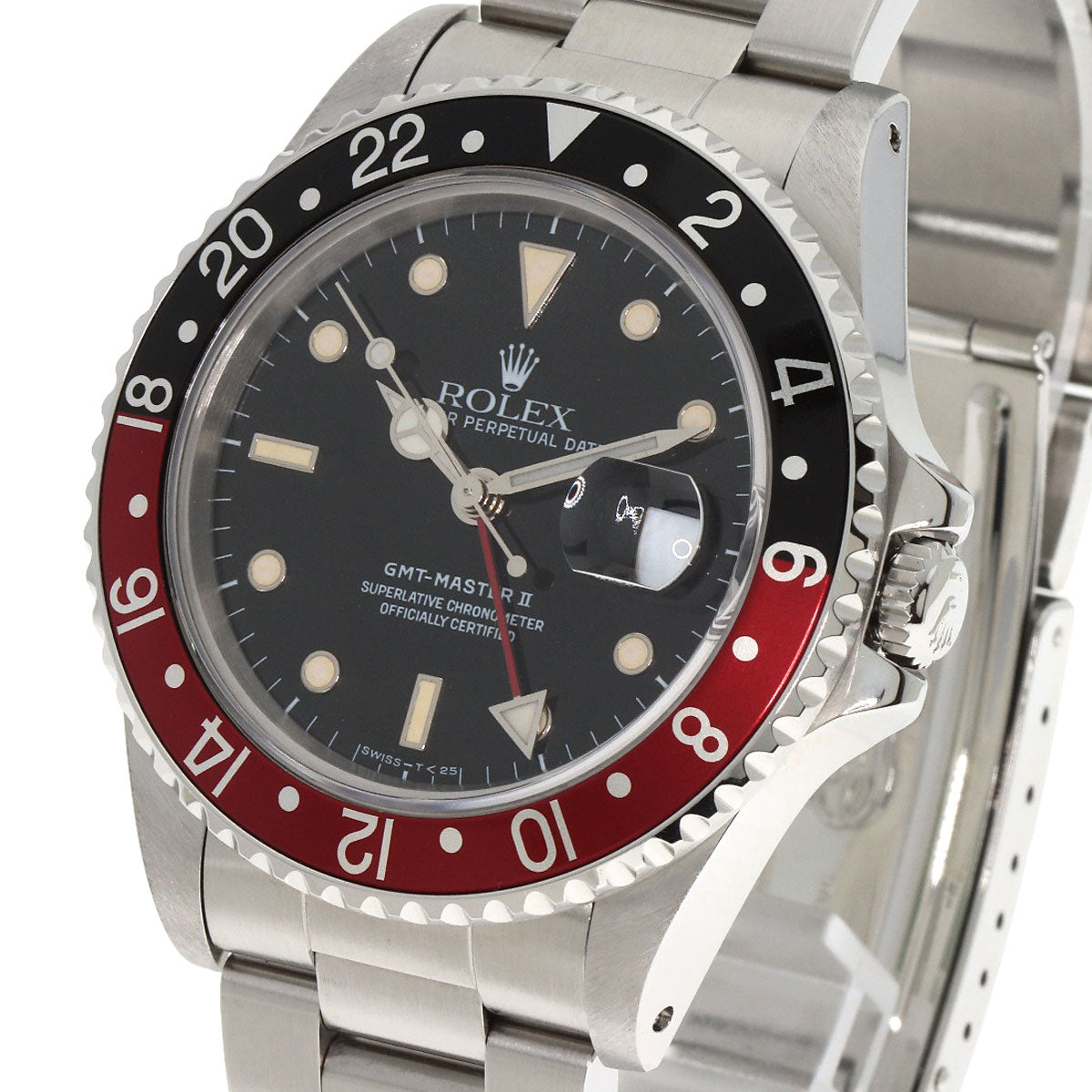 ROLEX GMT Master II Red and Black Bezel Tritium Watches 16710 Stainless Steel/Stainless Steel mens
