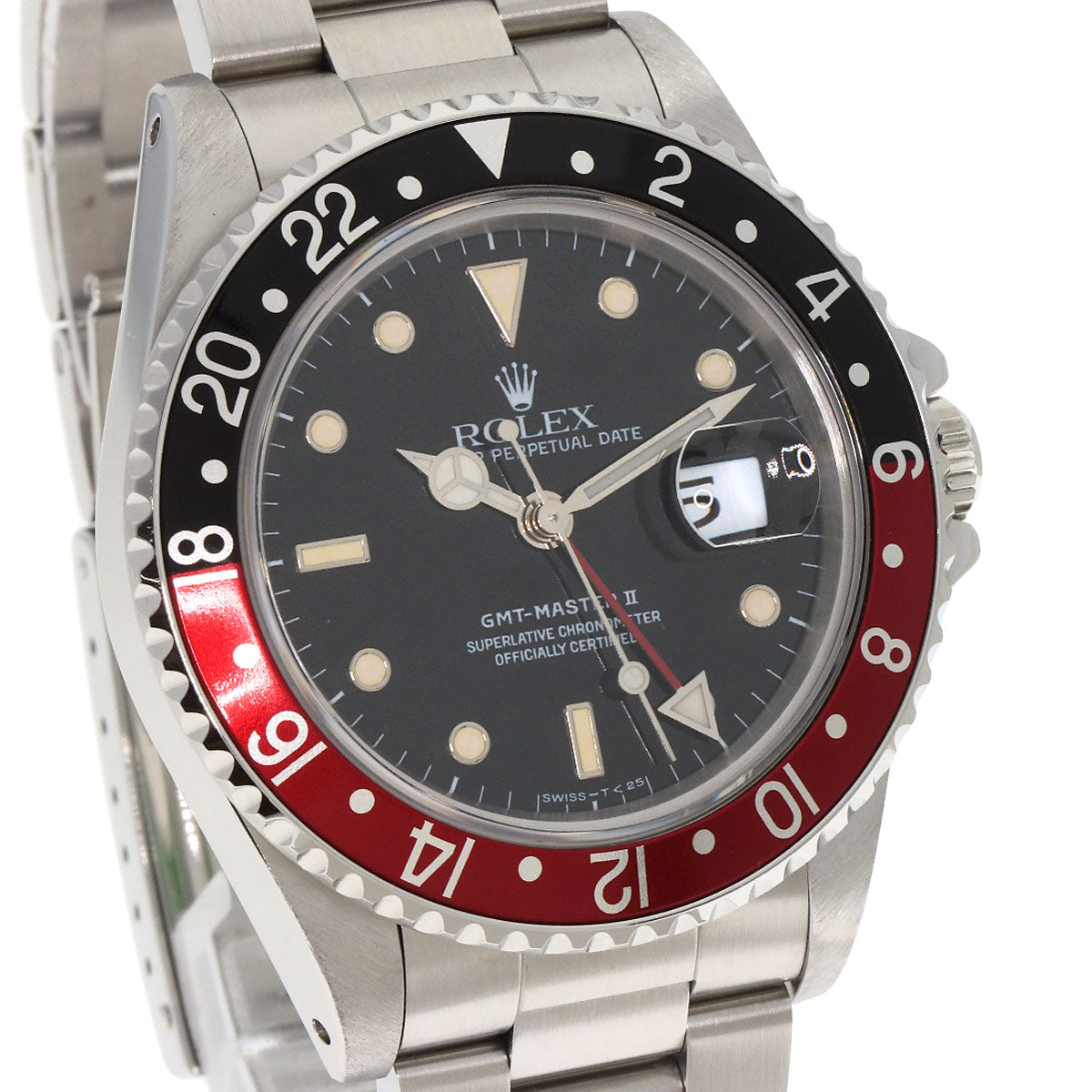 ROLEX GMT Master II Red and Black Bezel Tritium Watches 16710 Stainless Steel/Stainless Steel mens