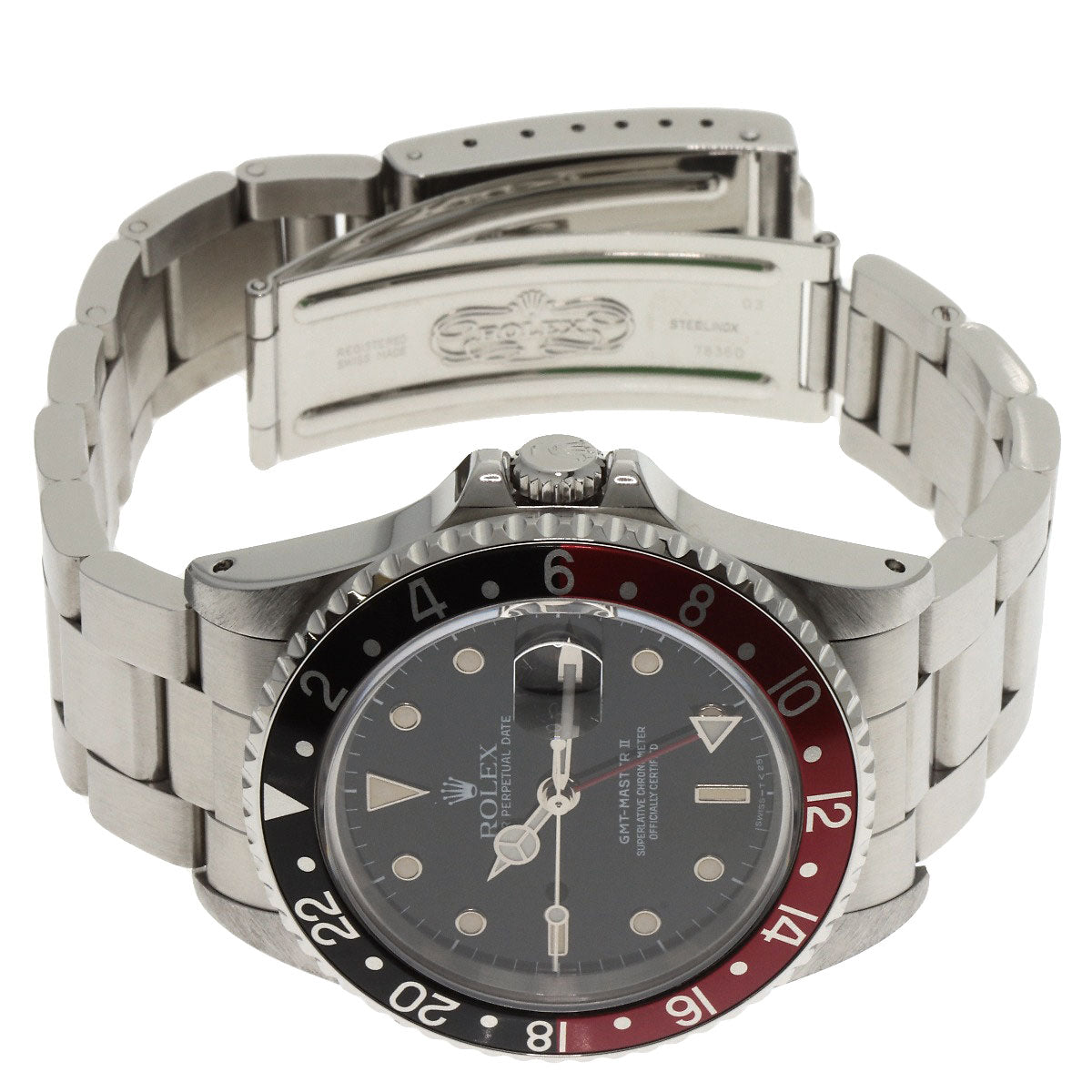 ROLEX GMT Master II Red and Black Bezel Tritium Watches 16710 Stainless Steel/Stainless Steel mens