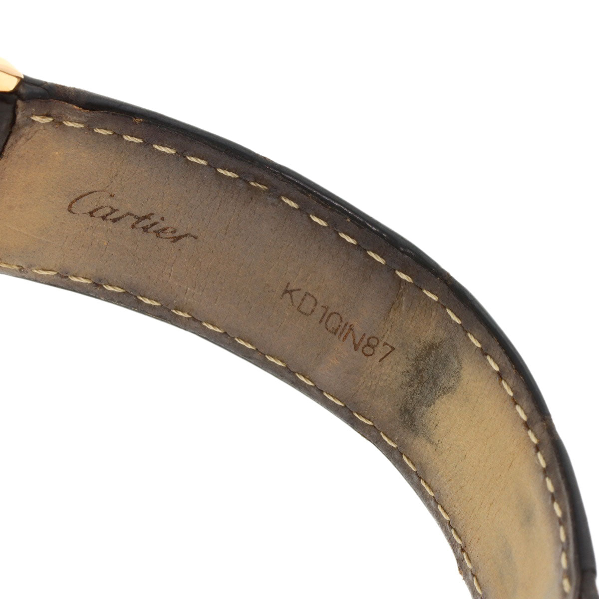 CARTIER Ronde Louis Cartier LM 1.4" Diamond Watches WR000651 K18 Pink Gold/Leather mens