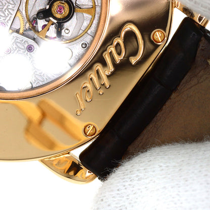 CARTIER Ronde Louis Cartier LM 1.4" Diamond Watches WR000651 K18 Pink Gold/Leather mens