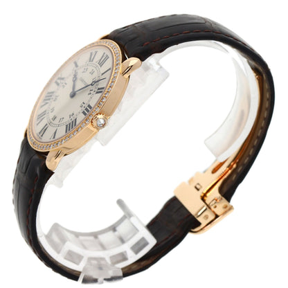 CARTIER Ronde Louis Cartier LM 1.4" Diamond Watches WR000651 K18 Pink Gold/Leather mens
