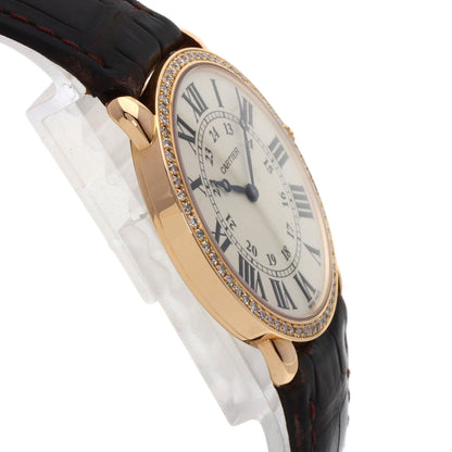 CARTIER Ronde Louis Cartier LM 1.4" Diamond Watches WR000651 K18 Pink Gold/Leather mens