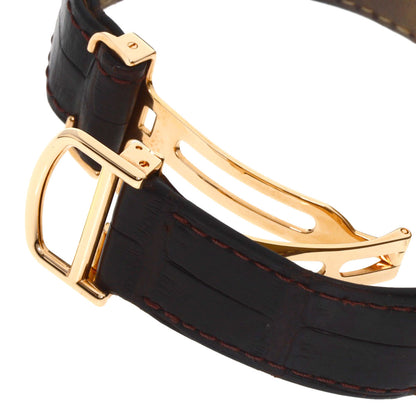 CARTIER Ronde Louis Cartier LM 1.4" Diamond Watches WR000651 K18 Pink Gold/Leather mens