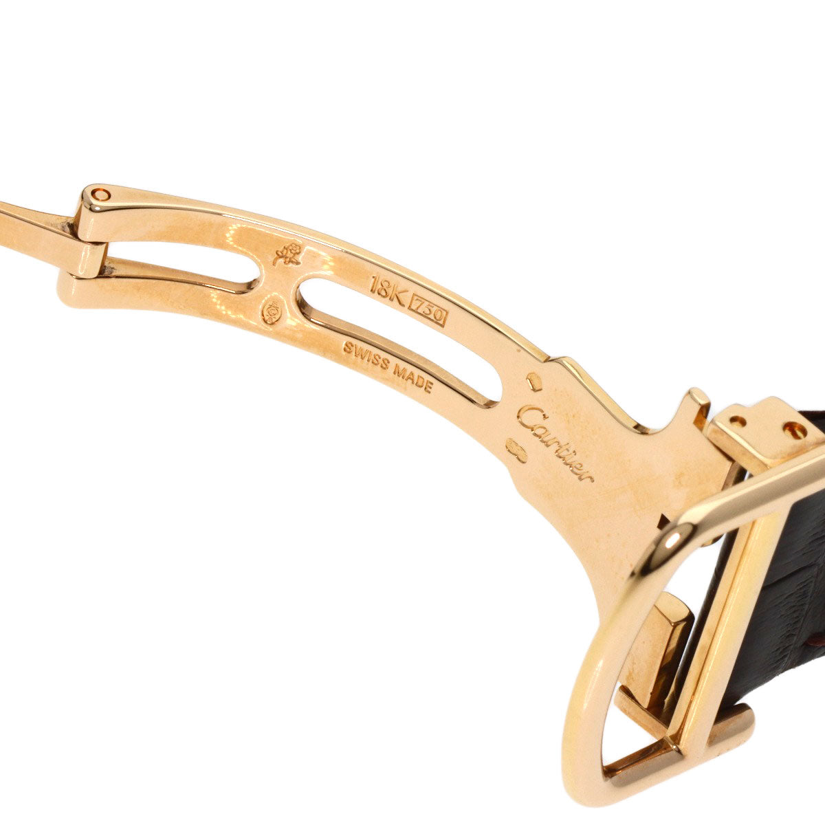 CARTIER Ronde Louis Cartier LM 1.4" Diamond Watches WR000651 K18 Pink Gold/Leather mens