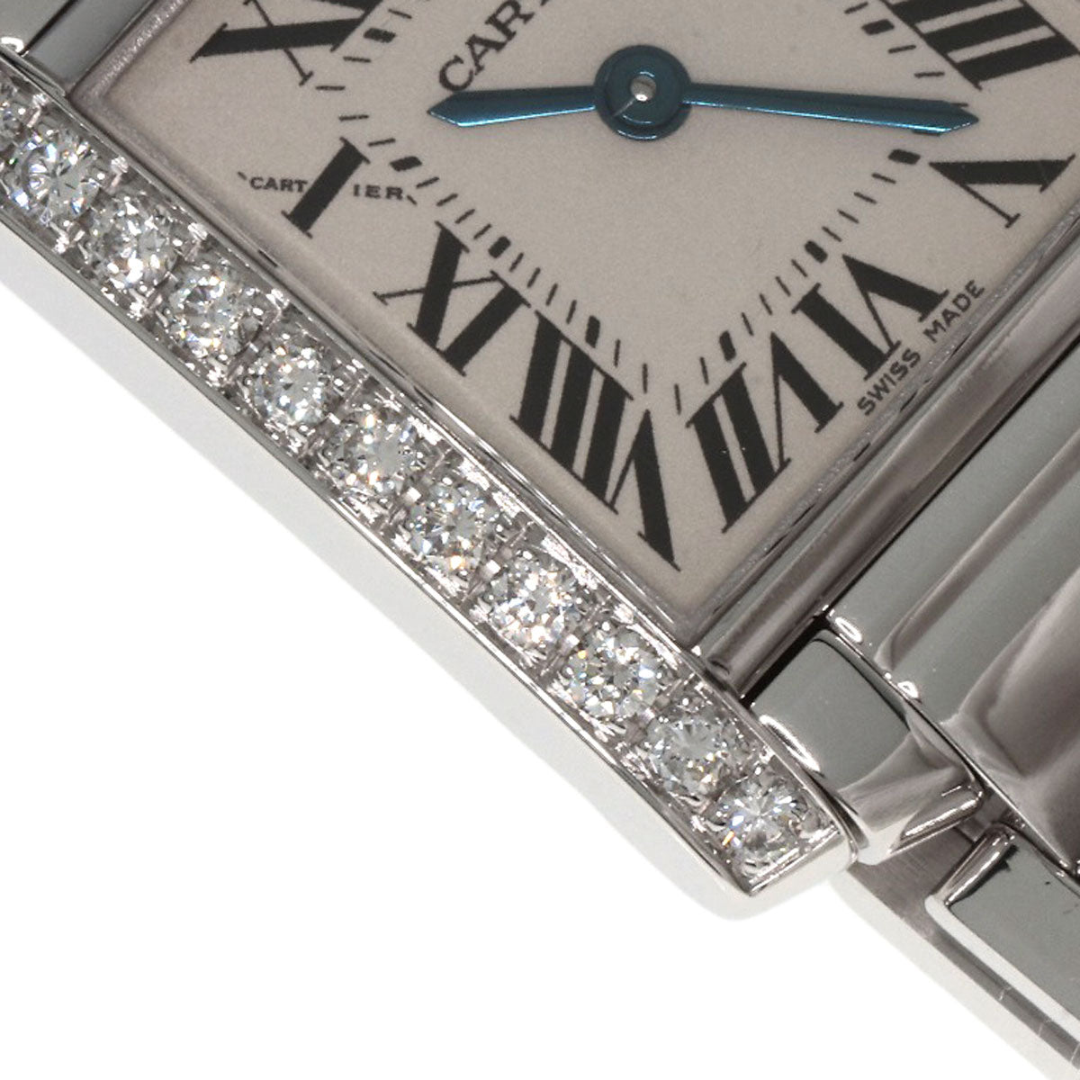 CARTIER Tank Francaise SM Bezel Diamond Watches WE1002S3 K18 White Gold/K18 White Gold Ladies