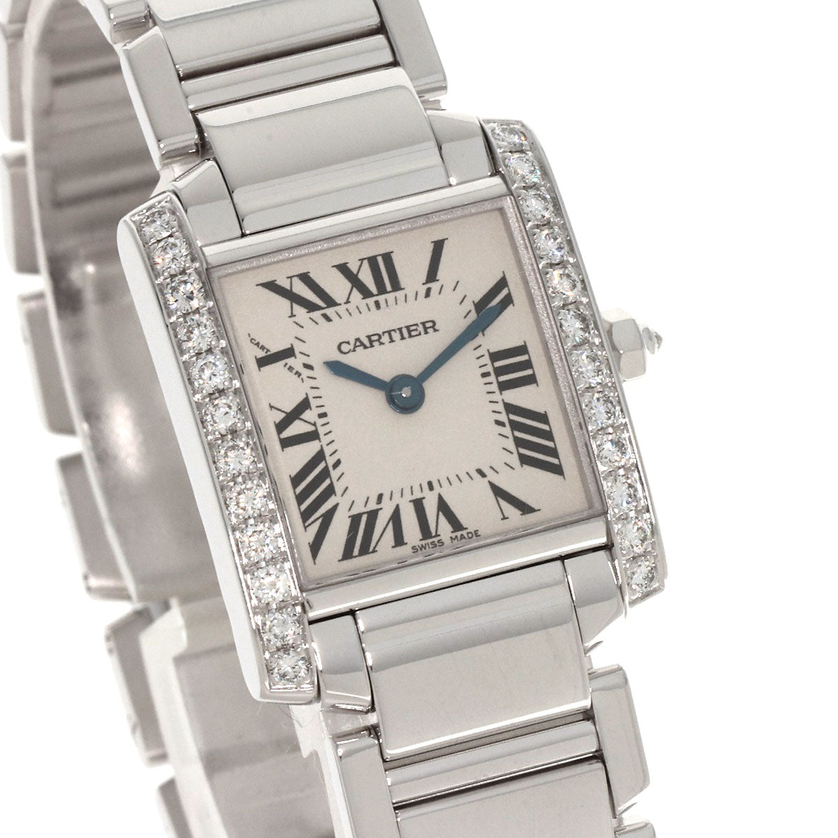 CARTIER Tank Francaise SM Bezel Diamond Watches WE1002S3 K18 White Gold/K18 White Gold Ladies