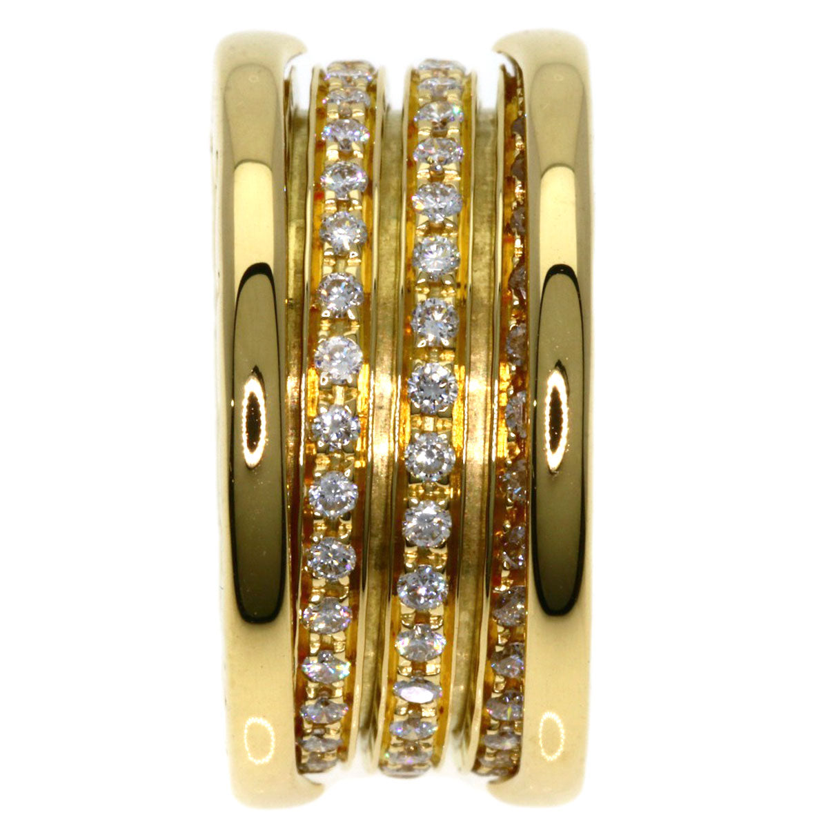 BVLGARI B.zero1 3 band full Diamond #50 Ring K18 Yellow Gold Ladies [Used]