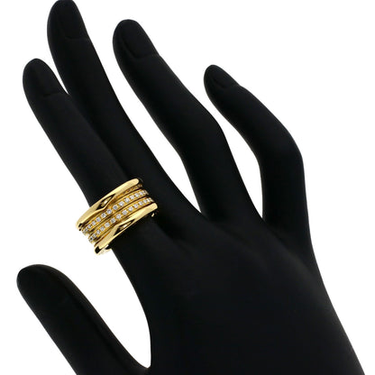 BVLGARI B.zero1 3 band full Diamond #50 Ring K18 Yellow Gold Ladies [Used]