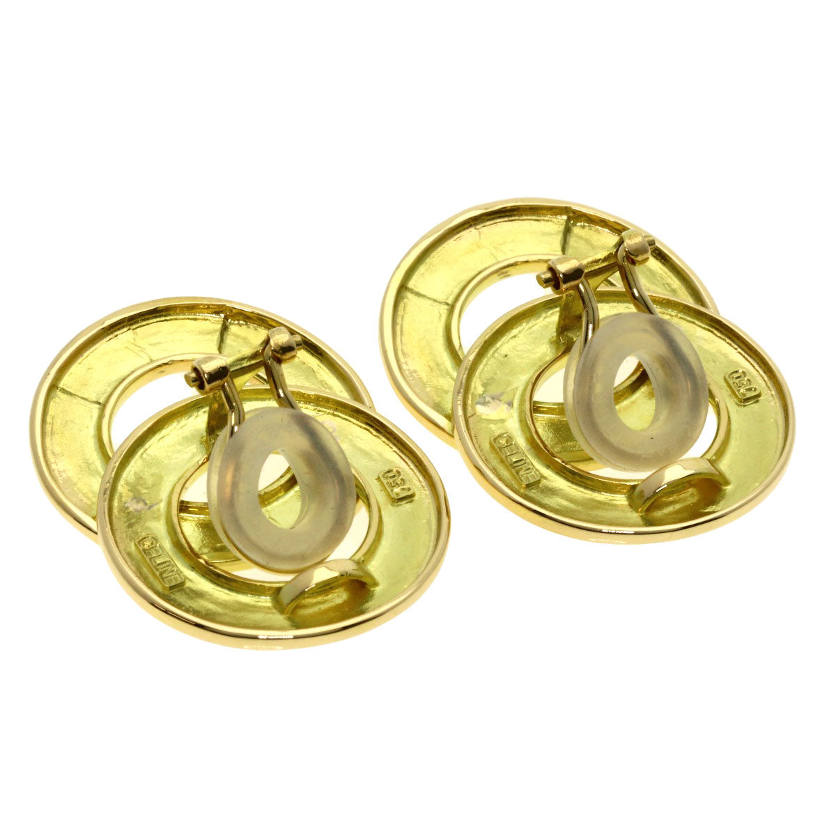 CELINE   Earring Circle Motif Logo K18 Yellow Gold Ladies