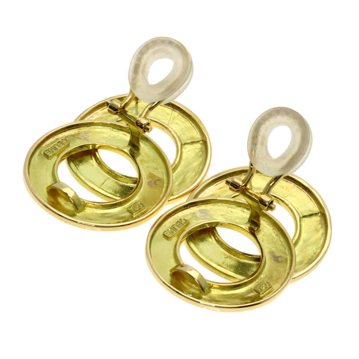 CELINE   Earring Circle Motif Logo K18 Yellow Gold Ladies