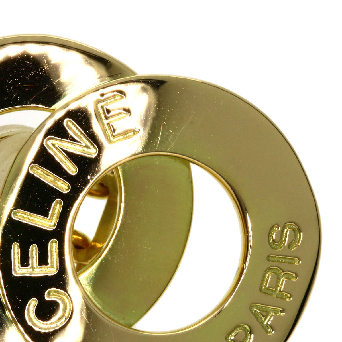 CELINE   Earring Circle Motif Logo K18 Yellow Gold Ladies