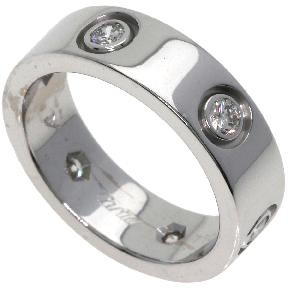 CARTIER love ring full Diamond # 50 Ring K18 White Gold Ladies [Used]