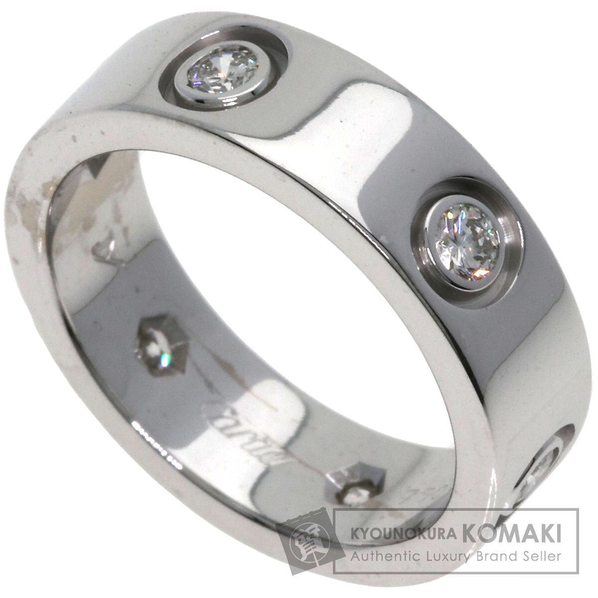 CARTIER love ring full Diamond # 50 Ring K18 White Gold Ladies [Used]