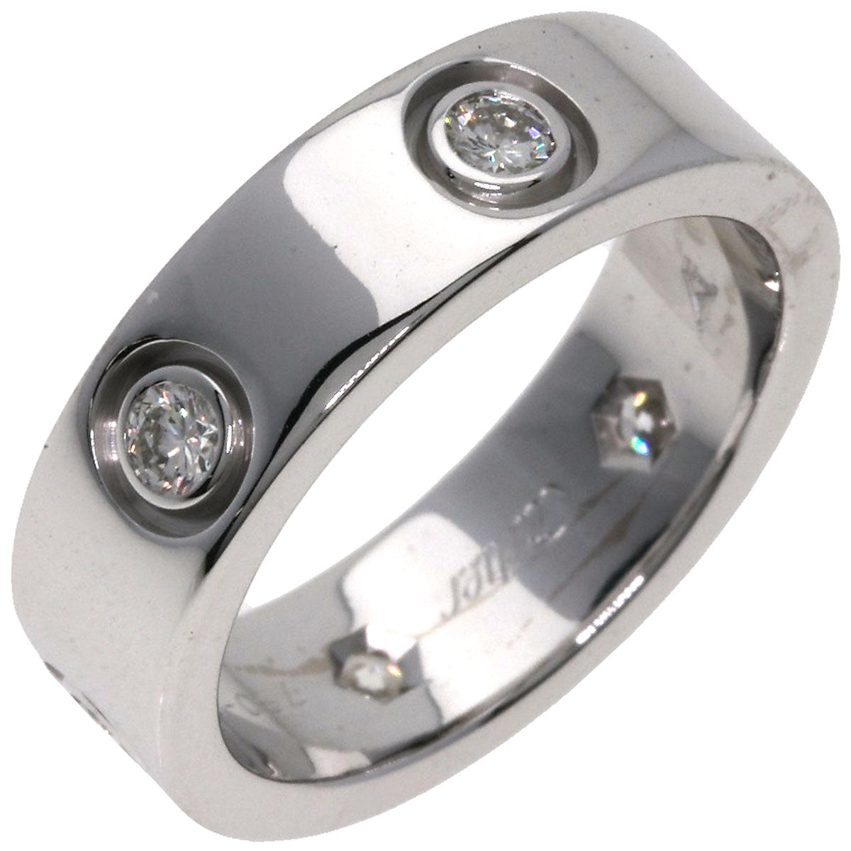 CARTIER love ring full Diamond # 50 Ring K18 White Gold Ladies [Used]
