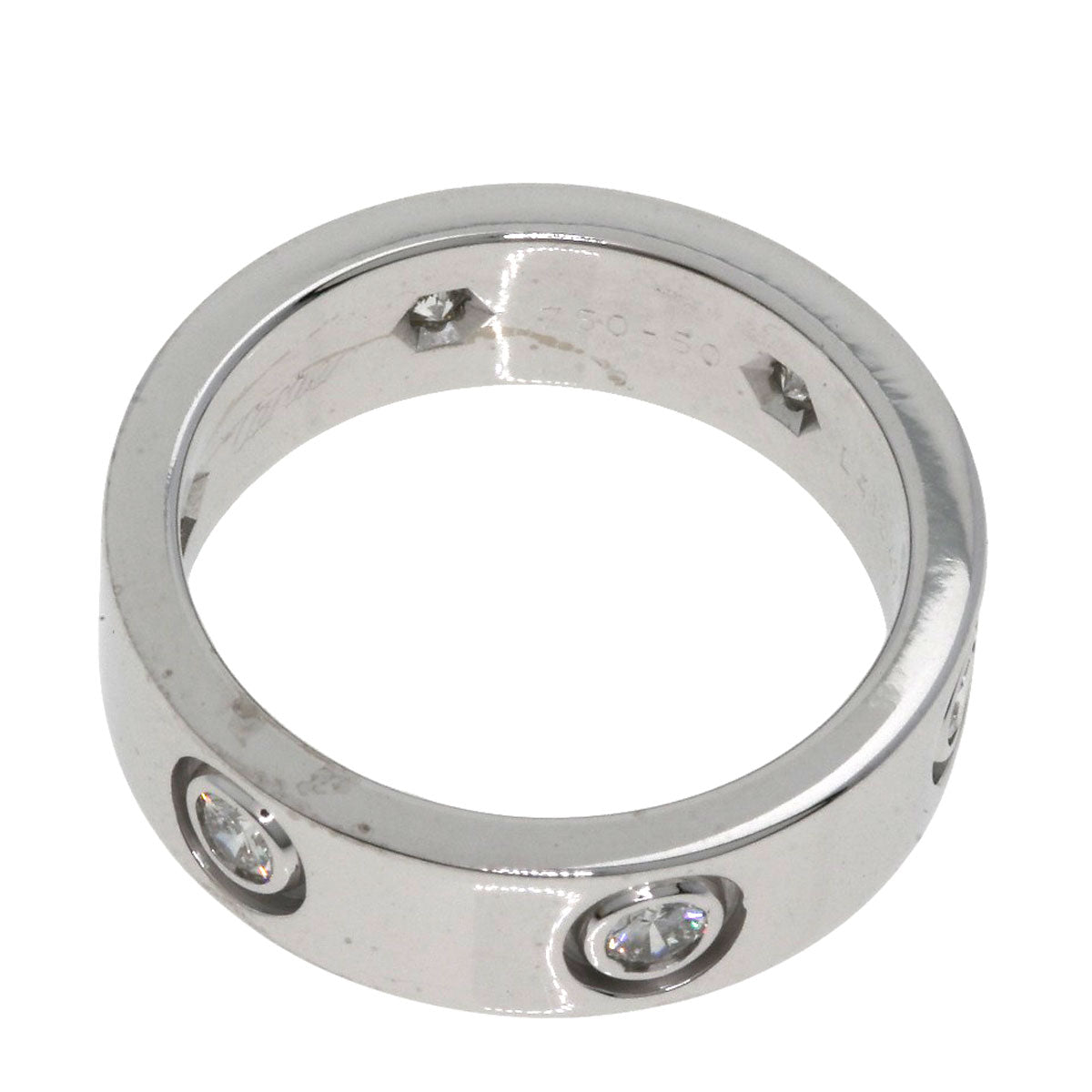 CARTIER love ring full Diamond # 50 Ring K18 White Gold Ladies [Used]