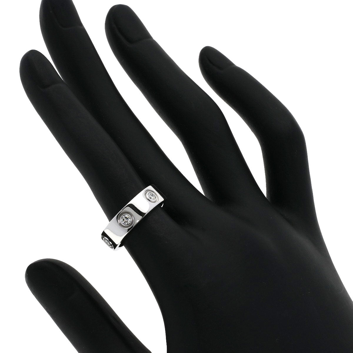 CARTIER love ring full Diamond # 50 Ring K18 White Gold Ladies [Used]