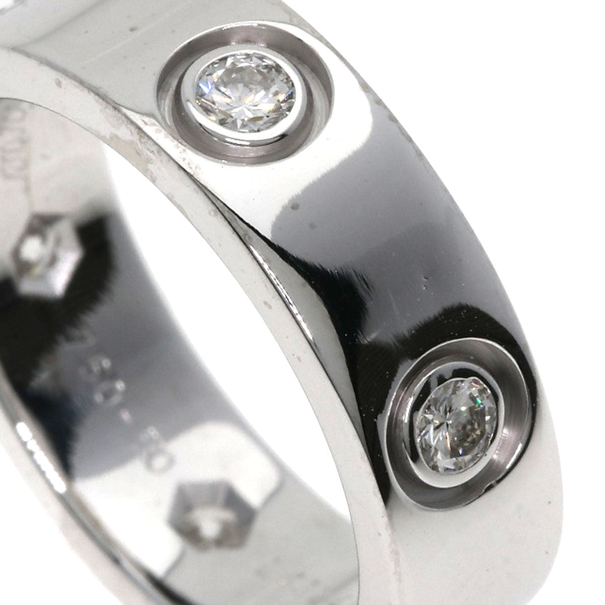 CARTIER love ring full Diamond # 50 Ring K18 White Gold Ladies [Used]