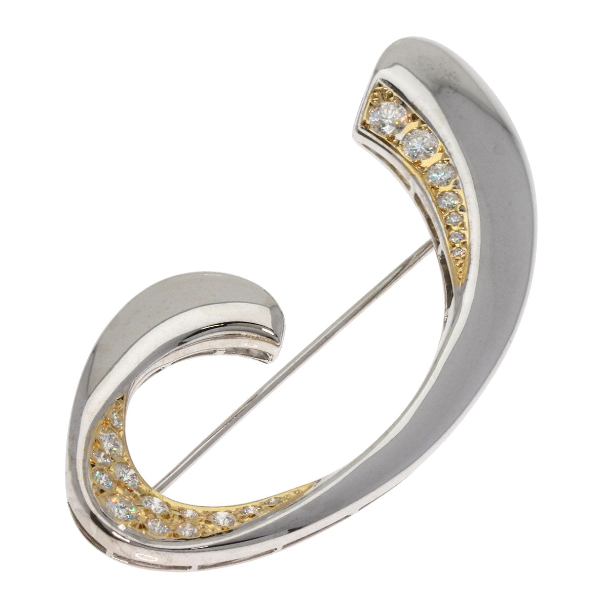 MIKIMOTO Diamond Brooch K18 White Gold K14Ladies [Used]
