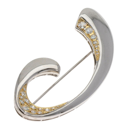 MIKIMOTO Diamond Brooch K18 White Gold K14Ladies [Used]