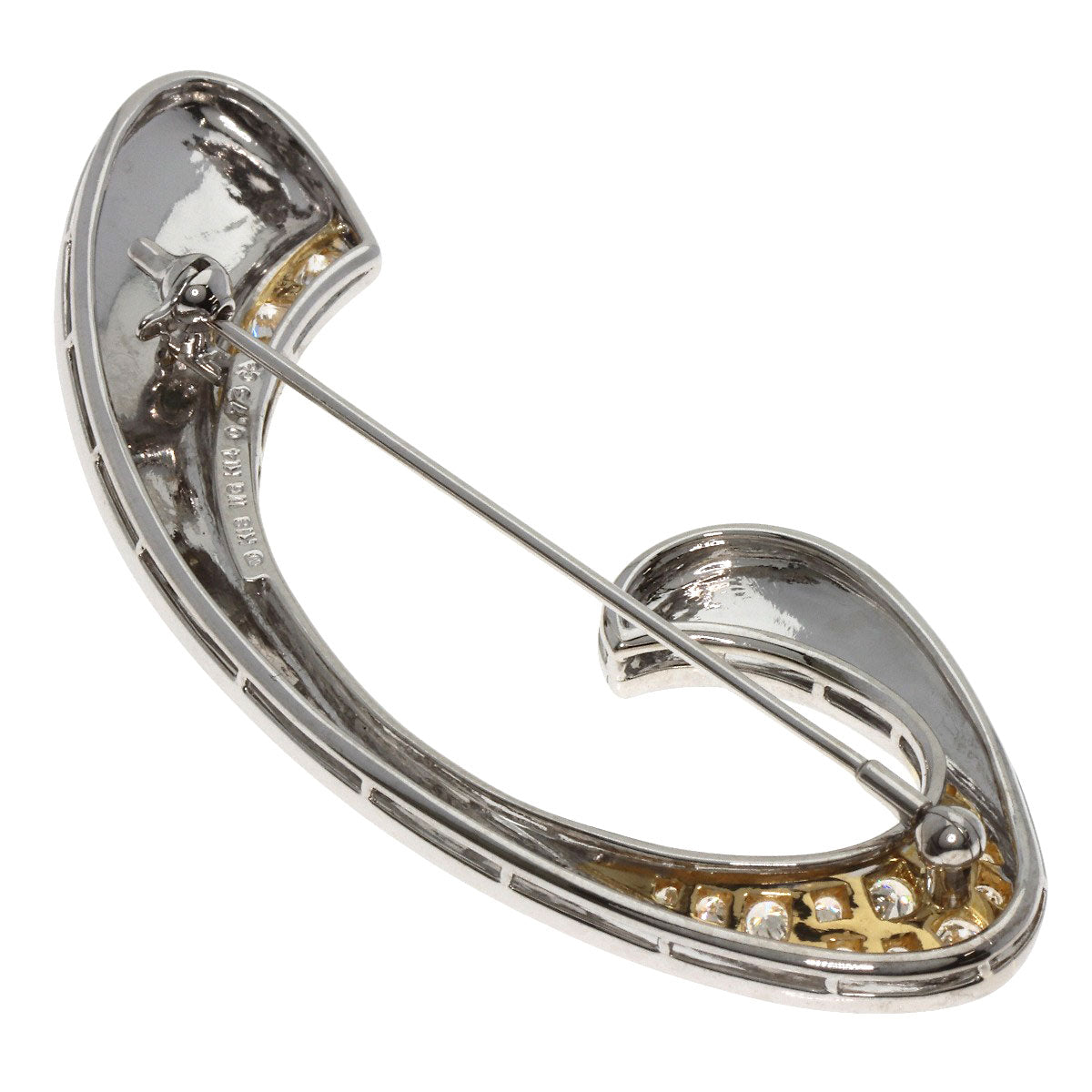 MIKIMOTO Diamond Brooch K18 White Gold K14Ladies [Used]