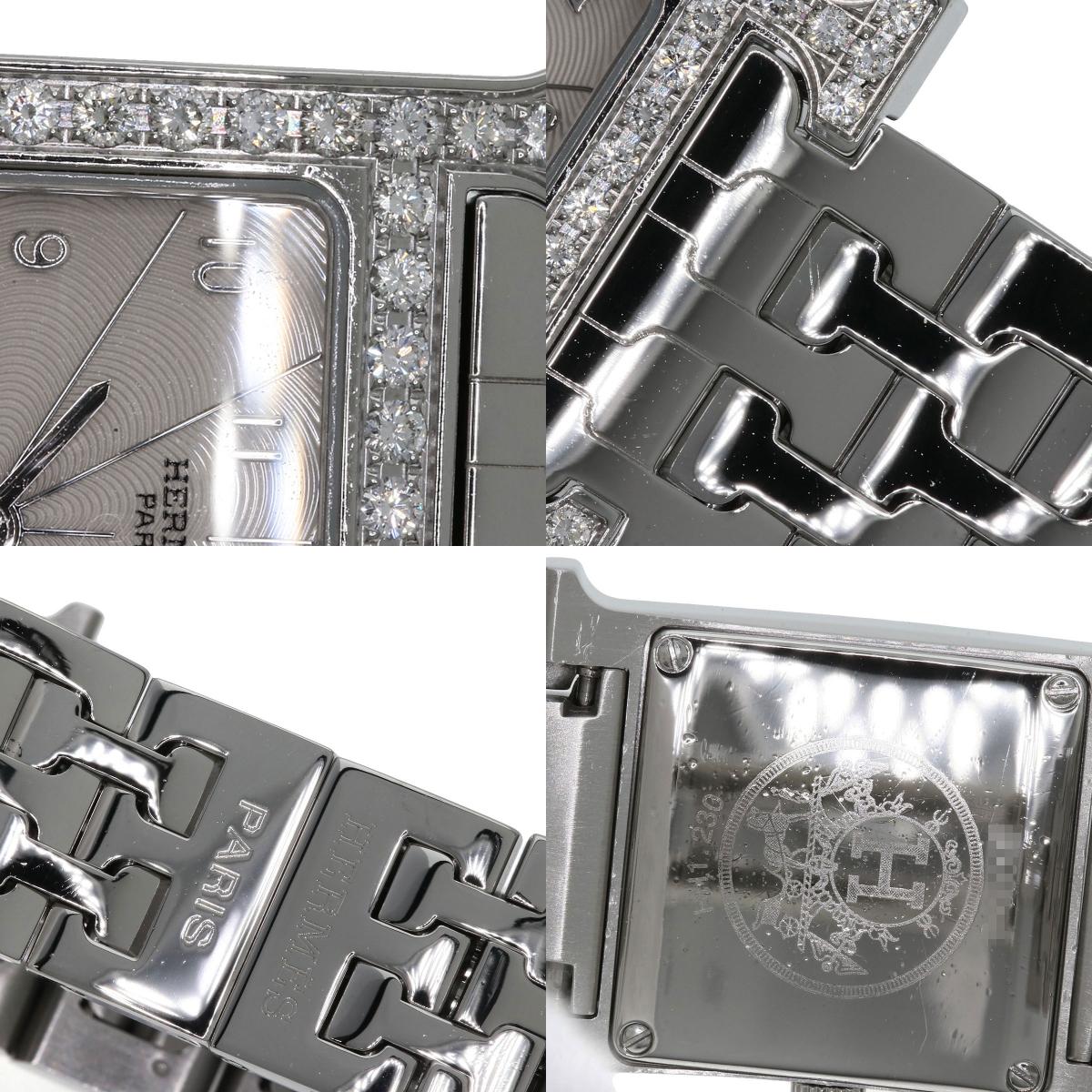 HERMES H Watch Bezel Diamond Watches HH1.230 Stainless Steel/Stainless Steel Ladies