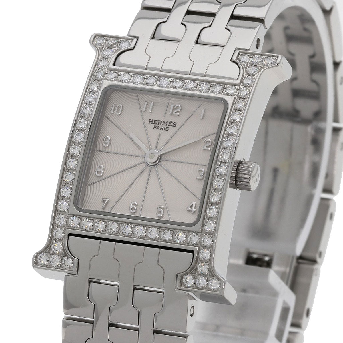 HERMES H Watch Bezel Diamond Watches HH1.230 Stainless Steel/Stainless Steel Ladies