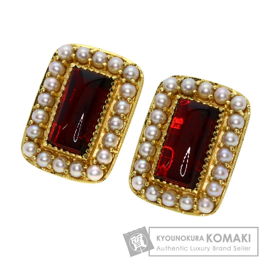 1.6ct Victorian's Gate Garnet Pearl Pearl earring K18 Yellow Gold  4.9g�E½@Ladies