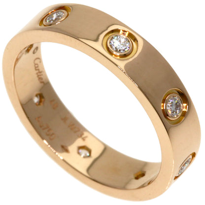 CARTIER mini love ring Full Diamond #48 Ring K18 Pink Gold Ladies [Used]