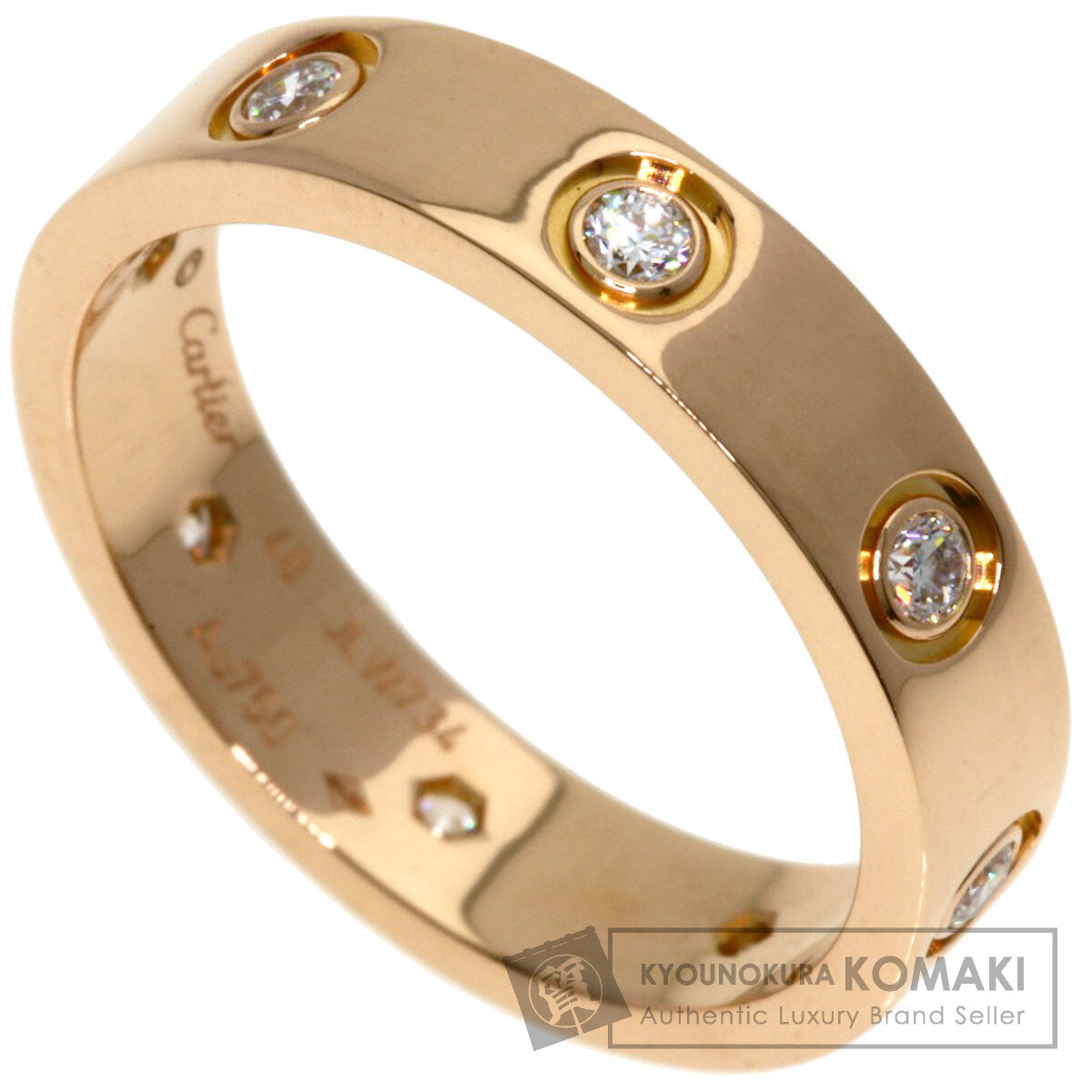 CARTIER mini love ring Full Diamond #48 Ring K18 Pink Gold Ladies [Used]