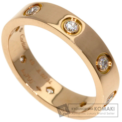 CARTIER mini love ring Full Diamond #48 Ring K18 Pink Gold Ladies [Used]