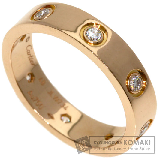 CARTIER mini love ring Full Diamond #48 Ring K18 Pink Gold Ladies [Used]