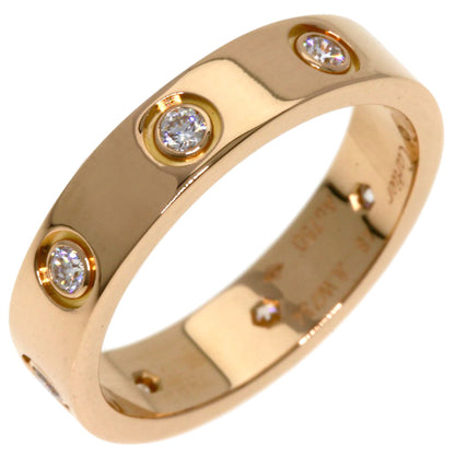CARTIER mini love ring Full Diamond #48 Ring K18 Pink Gold Ladies [Used]