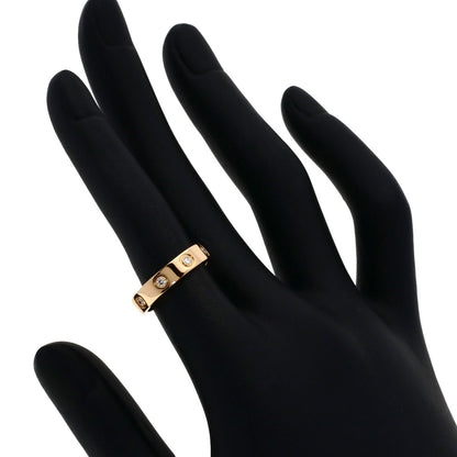 CARTIER mini love ring Full Diamond #48 Ring K18 Pink Gold Ladies [Used]