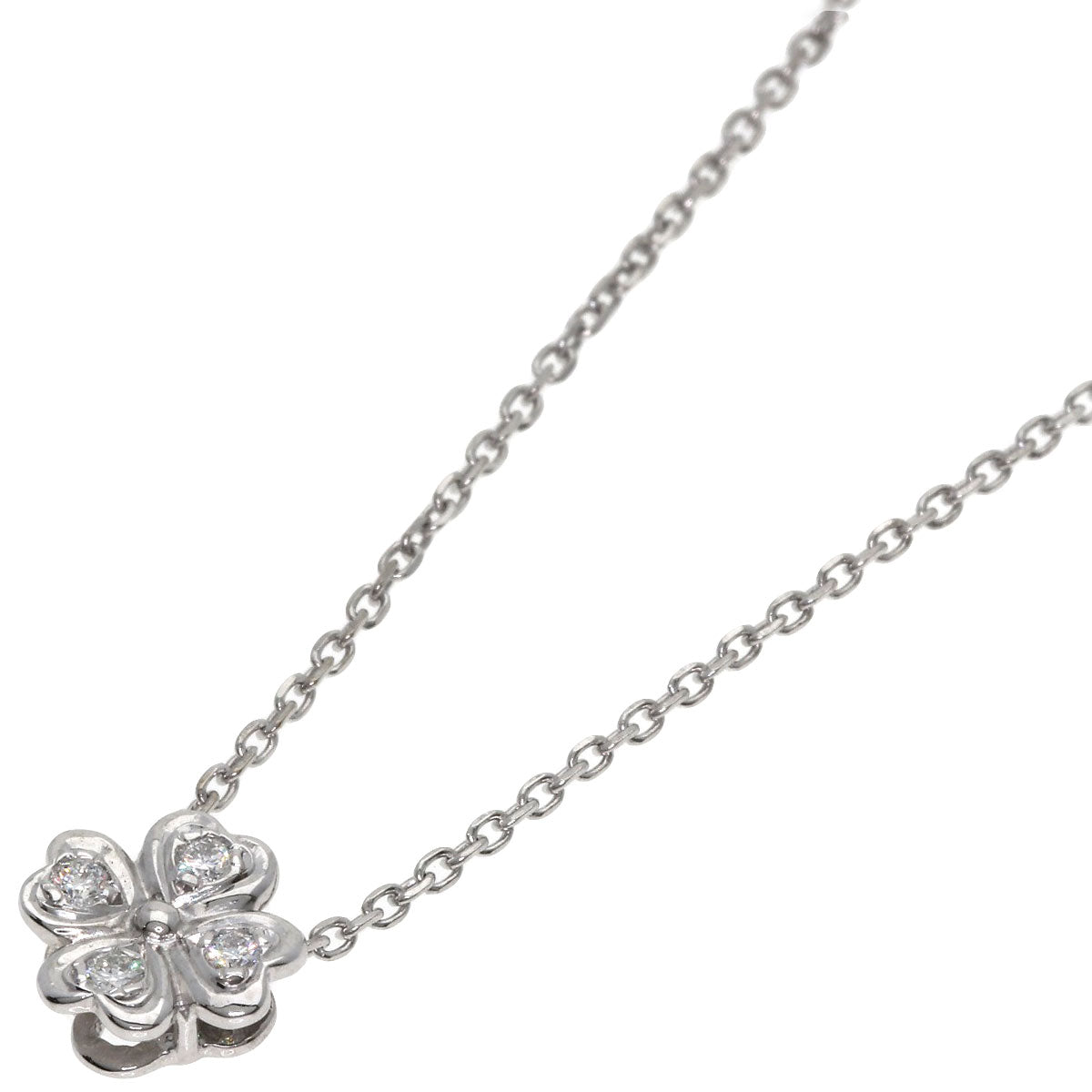 MIKIMOTO   Necklace Clover Diamond K18 White Gold Ladies