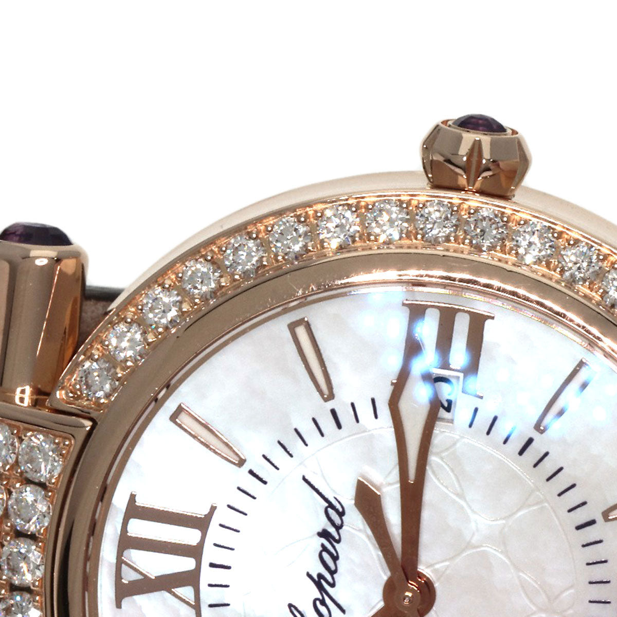 Chopard Imperiale 1.1" Diamond Watches K18 Pink Gold/Leather Ladies