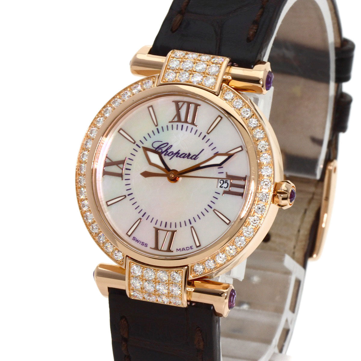 Chopard Imperiale 1.1" Diamond Watches K18 Pink Gold/Leather Ladies