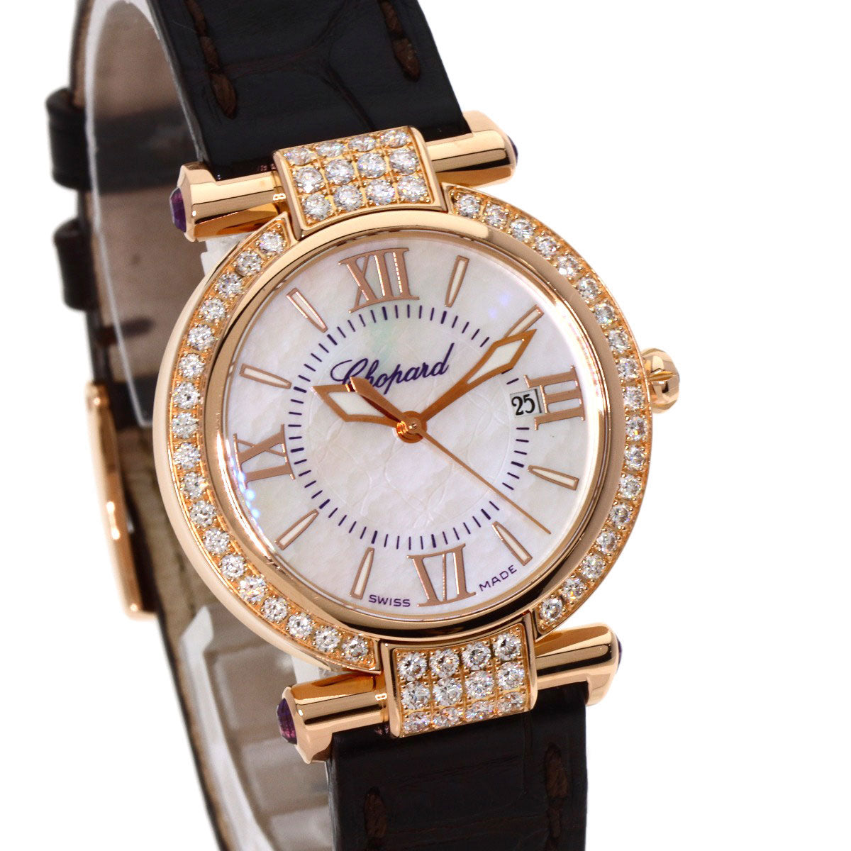 Chopard Imperiale 1.1" Diamond Watches K18 Pink Gold/Leather Ladies