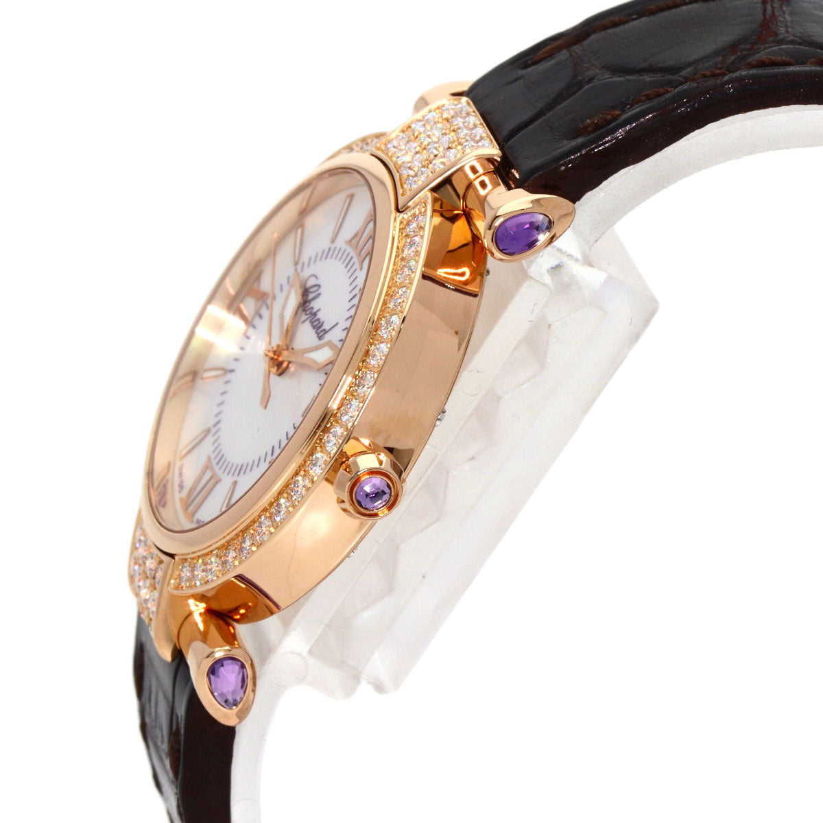 Chopard Imperiale 1.1" Diamond Watches K18 Pink Gold/Leather Ladies