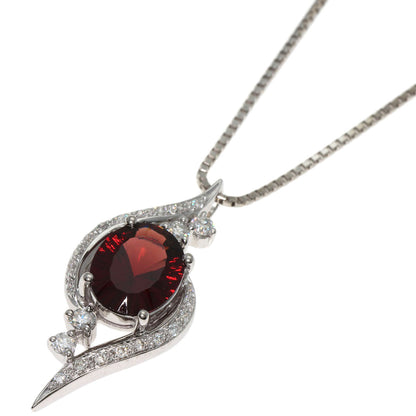 2.59ct Garnet Diamond Necklace K18 White Gold  10.4g　Ladies