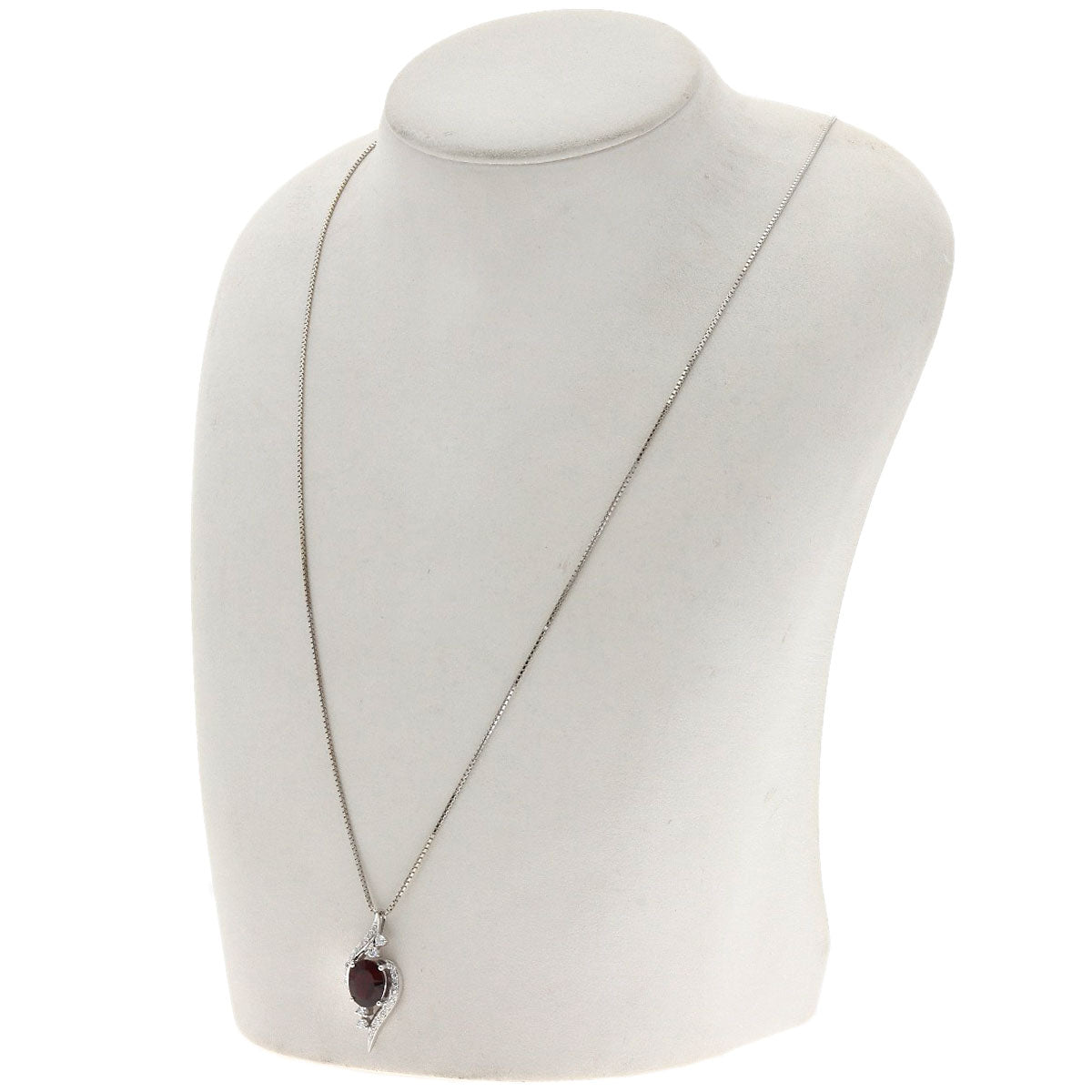 2.59ct Garnet Diamond Necklace K18 White Gold  10.4g　Ladies