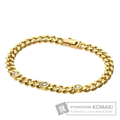 0.84ct Curb chain Kihei 3P Diamond Bracelet K18 Yellow Gold 27.6g　Ladies