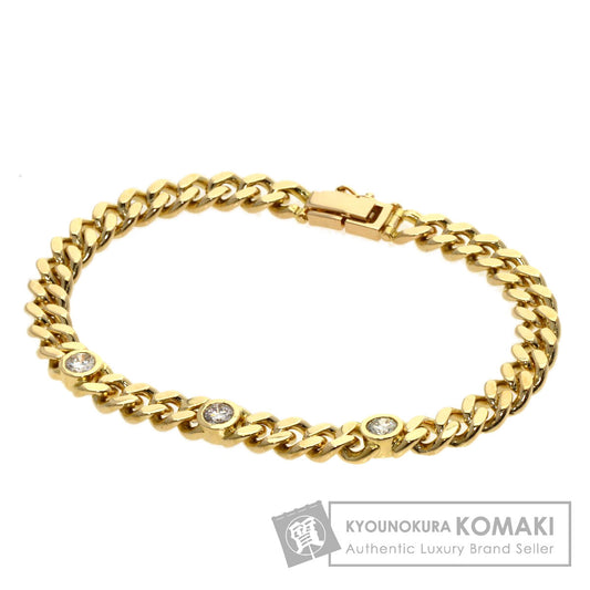 0.84ct Curb chain Kihei 3P Diamond Bracelet K18 Yellow Gold 27.6g　Ladies
