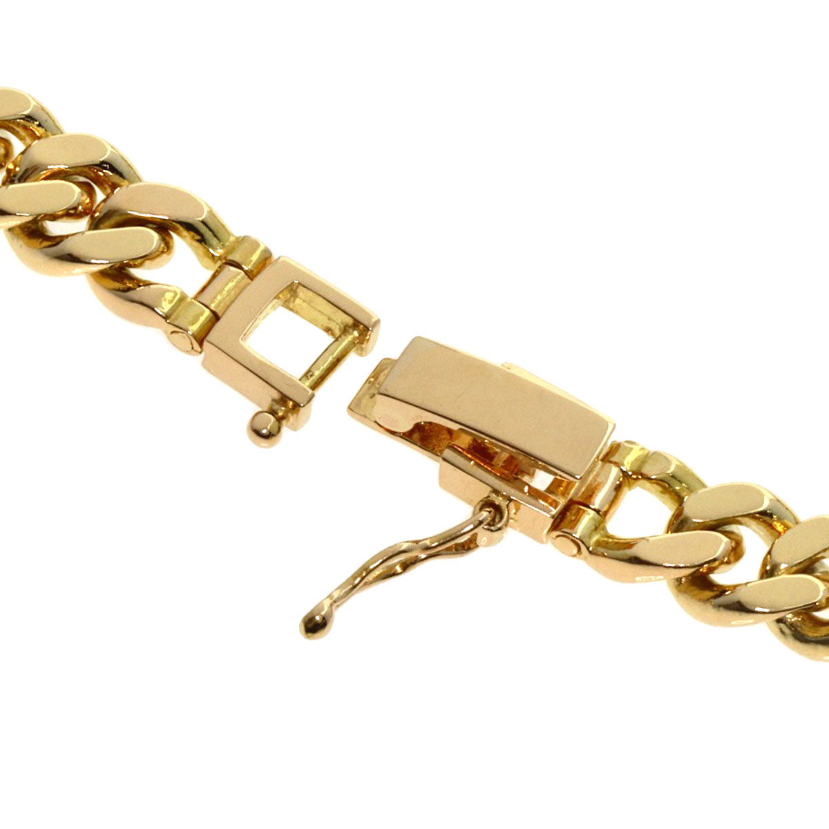 0.84ct Curb chain Kihei 3P Diamond Bracelet K18 Yellow Gold 27.6g　Ladies