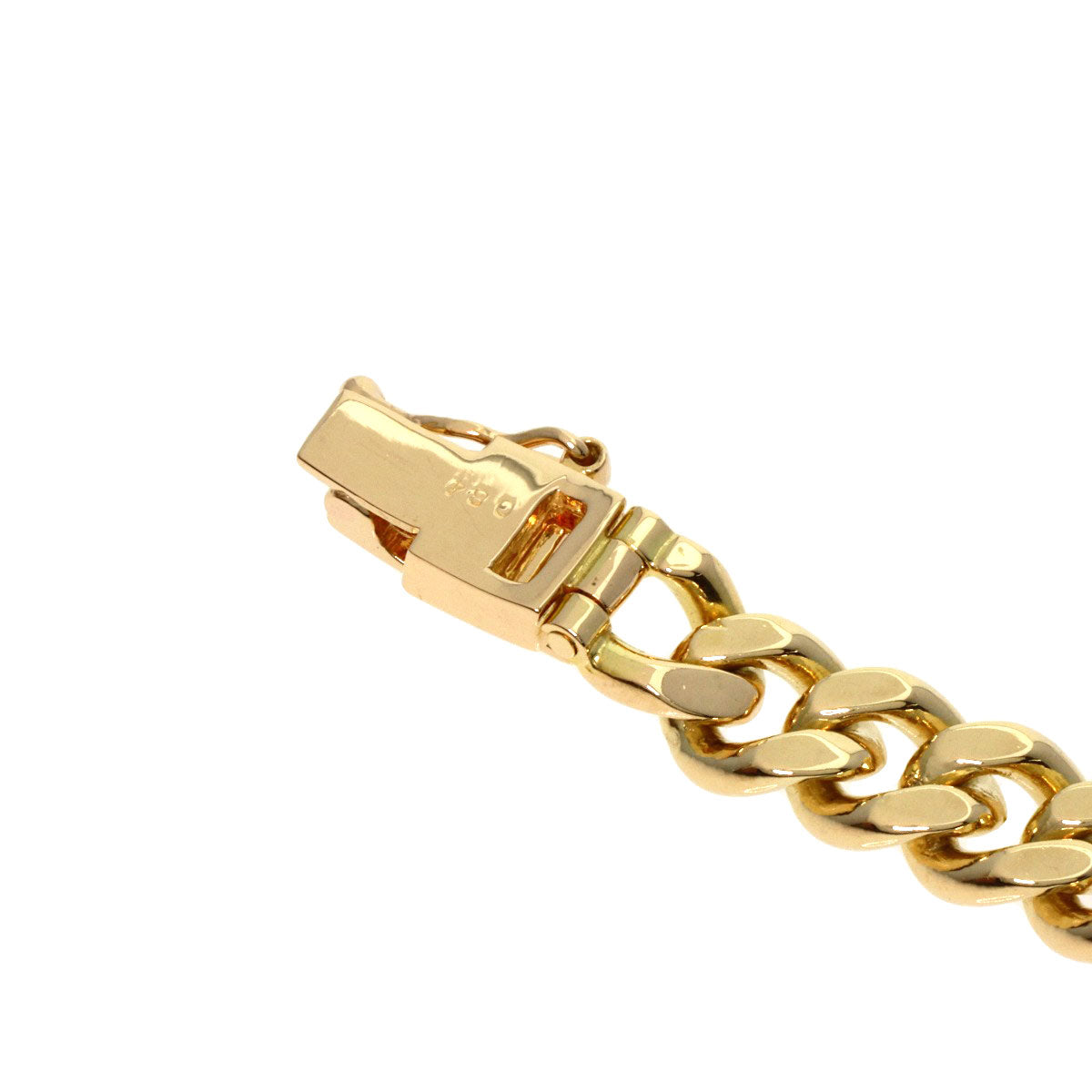 0.84ct Curb chain Kihei 3P Diamond Bracelet K18 Yellow Gold 27.6g　Ladies