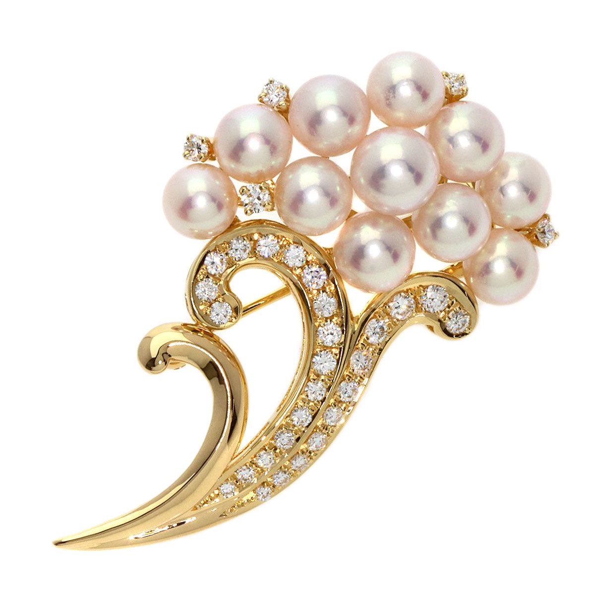 TASAKI   Brooch Akoya Pearl Pearl Diamond K18 Yellow Gold Ladies