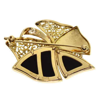 TASAKI   Brooch Akoya Pearl Pearl Onyx Diamond K18 Yellow Gold Ladies