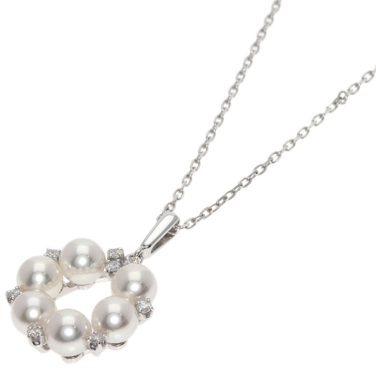 MIKIMOTO   Necklace Akoya Pearl Pearl Diamond K18 White Gold Ladies